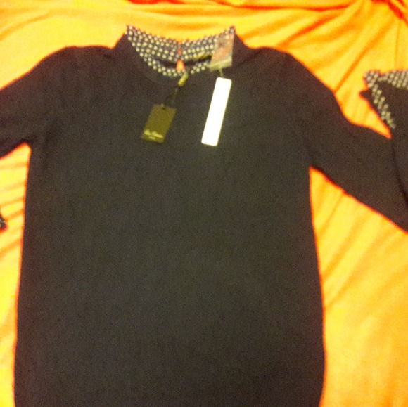 VILA MILANO  HIGH NECK RUFFLES NAVY  SWEATER SZ M NWT - Picture 8 of 9